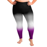Asexual Pride Ombre High-Waist Plus Leggings Plus Size Legging - AOP PRIDE MODE